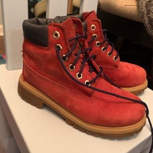 Red, Blue, and Gold Timberlands